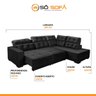 Sofá Canto Chaise D Impermeabilizado 285 x 205 cm Retrátil Reclinável Sttilo Suede Preto - SóSofa - 2