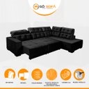 Ver imagem 3 de Sofá Canto Chaise D Impermeabilizado 285 x 205 cm Retrátil Reclinável Sttilo Suede Preto - SóSofa