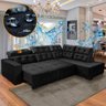 Sofá Canto Chaise D Impermeabilizado 285 x 205 cm Retrátil Reclinável Sttilo Suede Preto - SóSofa - 1