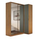 Ver imagem 7 de Guarda Roupa de Canto Porta de Correr 3 Portas 2 Espelhos Altezza Belmax:freijó/titânio