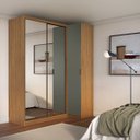 Ver imagem 1 de Guarda Roupa de Canto Porta de Correr 3 Portas 2 Espelhos Altezza Belmax:freijó/titânio