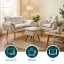 Ver imagem 5 de Kit Namoradeira Poltrona e Puff Decorativo para Sala Recepção Manicure Consultório Alice Suede