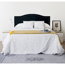 Ver imagem 2 de Cabeceira Queen Provençal Luxo Estofada 160x60 - Suede Preto - Tachas Fume