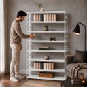 Ver imagem 3 de Estante Multiuso Organizador Livreiro Estilo Industrial 180x150 Branco Total