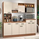 Ver imagem 1 de Cozinha Modulada Completa Select 205 Cm Balcão Forno Micro Adega MDP Nogueira Champagne - Fellicci