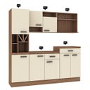 Ver imagem 4 de Cozinha Modulada Completa Select 205 Cm Balcão Forno Micro Adega MDP Nogueira Champagne - Fellicci