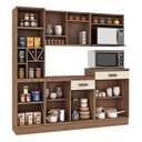 Ver imagem 2 de Cozinha Modulada Completa Select 205 Cm Balcão Forno Micro Adega MDP Nogueira Champagne - Fellicci
