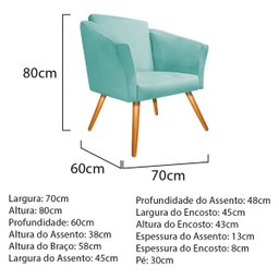 kit 04 Poltronas Diana Palito Mel Suede Azul Tiffany - Doce Sonho Móveis - 5