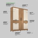 Ver imagem 5 de Guarda Roupa Casal 6 Portas e 2 Gavetas Mauá - Amêndola Touch/off White