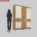 Ver imagem 4 de Guarda Roupa Casal 6 Portas e 2 Gavetas Mauá - Amêndola Touch/off White