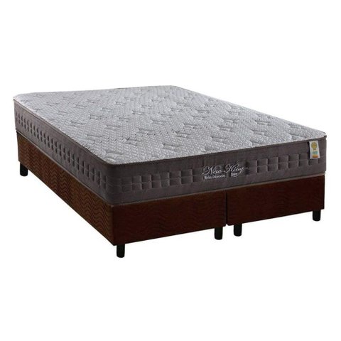 Cama Box Queen: Colchão Molas Ensacadas Anjos MasterPocket New King + Base CRC Suede Brown(158x198