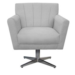 Poltrona Laura Base Giratória de Metal Suede Branco - Doce Sonho Móveis - 2