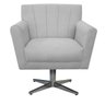 Poltrona Laura Base Giratória de Metal Suede Branco - Doce Sonho Móveis - 2