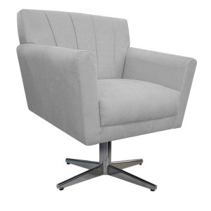 Poltrona Laura Base Giratória de Metal Suede Branco - Doce Sonho Móveis