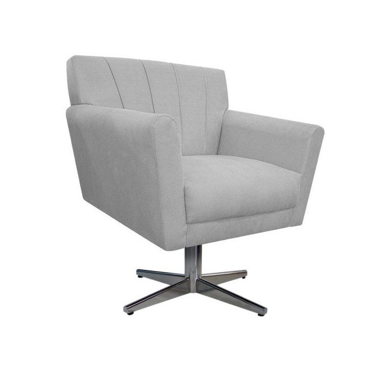 Poltrona Laura Base Giratória de Metal Suede Branco - Doce Sonho Móveis