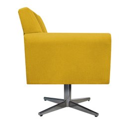 Poltrona Laura Base Giratória de Metal Suede Amarelo - Doce Sonho Móveis - 3