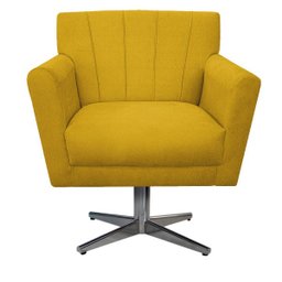Poltrona Laura Base Giratória de Metal Suede Amarelo - Doce Sonho Móveis - 2