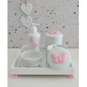 Ver imagem 1 de Kit Higiene Porcelana Bebê Banho Cuidado Quarto K014 Borboleta - Rosa