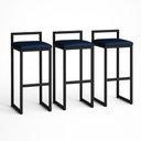 Ver imagem 2 de Kit 3 Banquetas Balcão Alta Corino Ferro Cozinha Bistro:azul Marinho