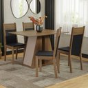 Ver imagem 1 de Conjunto Sala de Jantar Mesa Tampo de Madeira 4 Cadeiras Rustic/crema/preto Angel Madesa