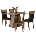 Ver imagem 2 de Conjunto Sala de Jantar Mesa Tampo de Madeira 4 Cadeiras Rustic/crema/preto Angel Madesa