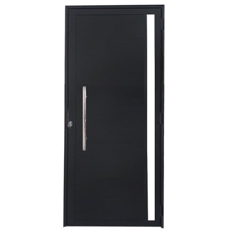 Porta Lambril de Alumínio Preto com Puxador e Vidro Linha Veneza:Direita/ 210 x 90