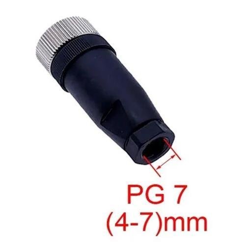 Conector Fêmea de 4 Pinos M12 Pg7 (l24) para Sensores - Ip67 - 4