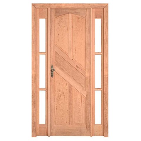 Kit Porta de Madeira Maciça PE22 Batente Duplo Cedro Arana Esel 213AX136L Lado Direito