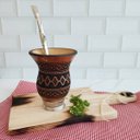 Ver imagem 6 de Cuia De Chimarrão Tererê Artesanal Cuia De Porongo Natural Com Pé Desenho Arabescos
