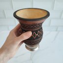 Ver imagem 4 de Cuia De Chimarrão Tererê Artesanal Cuia De Porongo Natural Com Pé Desenho Arabescos