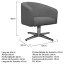 Ver imagem 4 de Poltrona Luiza Base Giratória de Metal Linho Chumbo - Doce Sonho Móveis