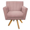 Ver imagem 2 de Poltrona Laura Base Giratória de Madeira Suede Rosê - Doce Sonho Móveis