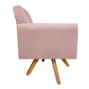 Ver imagem 3 de Poltrona Laura Base Giratória de Madeira Suede Rosê - Doce Sonho Móveis