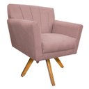 Ver imagem 1 de Poltrona Laura Base Giratória de Madeira Suede Rosê - Doce Sonho Móveis