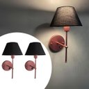 Ver imagem 5 de Kit 2 Luminárias de Parede Arandela Clássica Alumínio Interruptor com Cúpula Tecido Algodão Ref 16