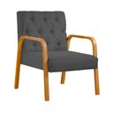 Ver imagem 1 de Poltrona 01 Lugar Capitonê Braço Amadeirado Ellie:linho Preto