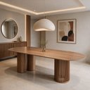Ver imagem 3 de Mesa de Jantar 8 Lugares Oval Base Orgânica Ripada 200cm Speranza B05 Amêndoa Cinamomo - Lyam