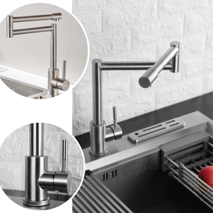 Torneira Cozinha Gourmet Monocomando Bancada Aço Inox Escovado Articulável Cromado Fosco Modelo Bari