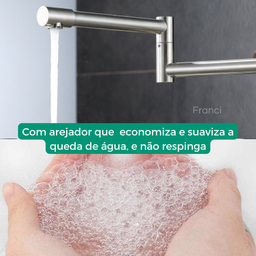 Torneira Cozinha Gourmet Monocomando Bancada Aço Inox Escovado Articulável Cromado Fosco Modelo Bari - 3