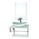 Ver imagem 1 de GABINETE DE VIDRO PARA BANHEIRO 60CM AC CUBA OVAL CHANFRADA BRANCO FULL COM TORNEIRA CASCATA