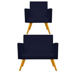 Kit Namoradeira e Poltrona Beatriz Palito Mel Corano Azul Marinho - Doce Sonho Móveis - 1 Kit Namoradeira e Poltrona Beatriz Palito Mel Corano Azul Marinho - Doce Sonho Móveis - 1