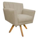 Ver imagem 1 de Poltrona Laura Base Giratória de Madeira Suede Bege - Doce Sonho Móveis