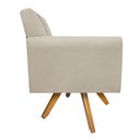 Ver imagem 3 de Poltrona Laura Base Giratória de Madeira Suede Bege - Doce Sonho Móveis