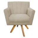 Ver imagem 2 de Poltrona Laura Base Giratória de Madeira Suede Bege - Doce Sonho Móveis