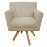 Poltrona Laura Base Giratória de Madeira Suede Bege - Doce Sonho Móveis - 2
