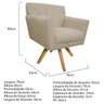 Poltrona Laura Base Giratória de Madeira Suede Bege - Doce Sonho Móveis - 4