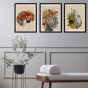 Ver imagem 1 de Kit 3 Quadros Psiquiatria Cérebro Flores 24x18cm:madeira Branca