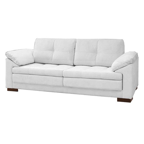 Sofá Decorativo Sala de Estar Marselha Fixo 3 Lugares 215cm Couro Branco - Mozzelar