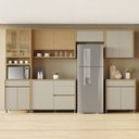 Ver imagem 1 de Cozinha 6 Peças 12 Portas 5 Gavetas 350cm 100% MDF Condessa Marrom/Carvalho