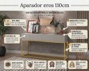 Ver imagem 2 de Aparador Industrial Pé de Ferro Dourado Eros 110cm Gavetas Corrediças Telescópicas Off White